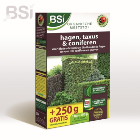 Meststof Bio Hagen, Taxus & Coniferen - 1 kg + 250 gr gratis